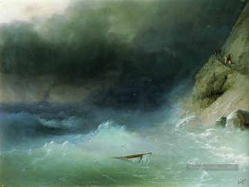 Ivan Aivazovsky œuvres - la tempête près des rochers 1875 Romantique Ivan Aivazovsky russe